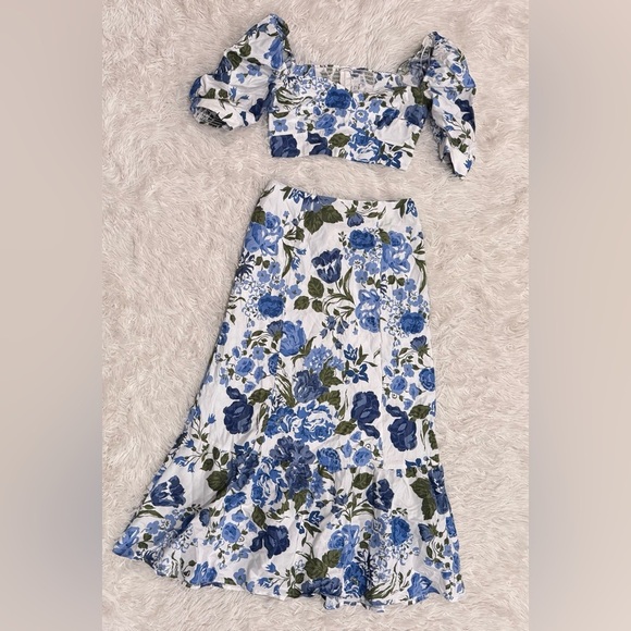 NWOT REFORMATION Sunnie Lucca Floral Skirt set Two Piece sz 2 - Picture 7 of 12